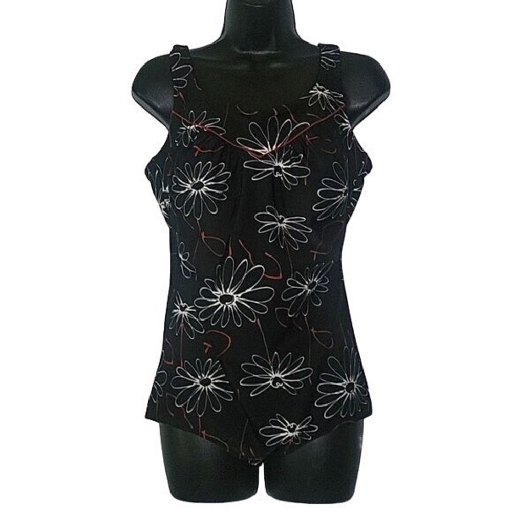 Anita Comfort Floral Print One Piece Swimsuit Black Plus size 16 summer beach